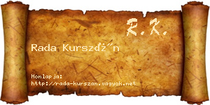 Rada Kurszán névjegykártya